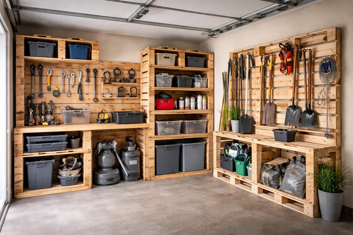Comment créer une espace rangement dans son garage avec des palettes